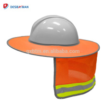 Sunshield de sécurité à pleine extrémité orange de bonne qualité de HI VIZ, parasol frais de cou de maille de polyester 100% pour des casques avec des bandes réfléchissantes